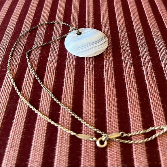 Rare, vintage PERETTI Tiffany & Co. stone disc 925 sterling pendant necklace - Picture 2 of 7